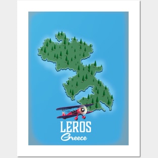 Leros Greece travel map Posters and Art